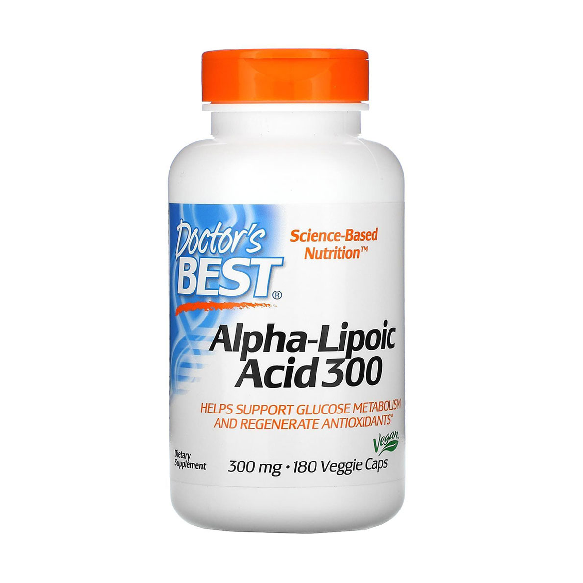 Уцінка! Альфа-ліпоєва кислота Doctor's Best Alpha-Lipoic Acid 300 мг, 180 рослинних капсул